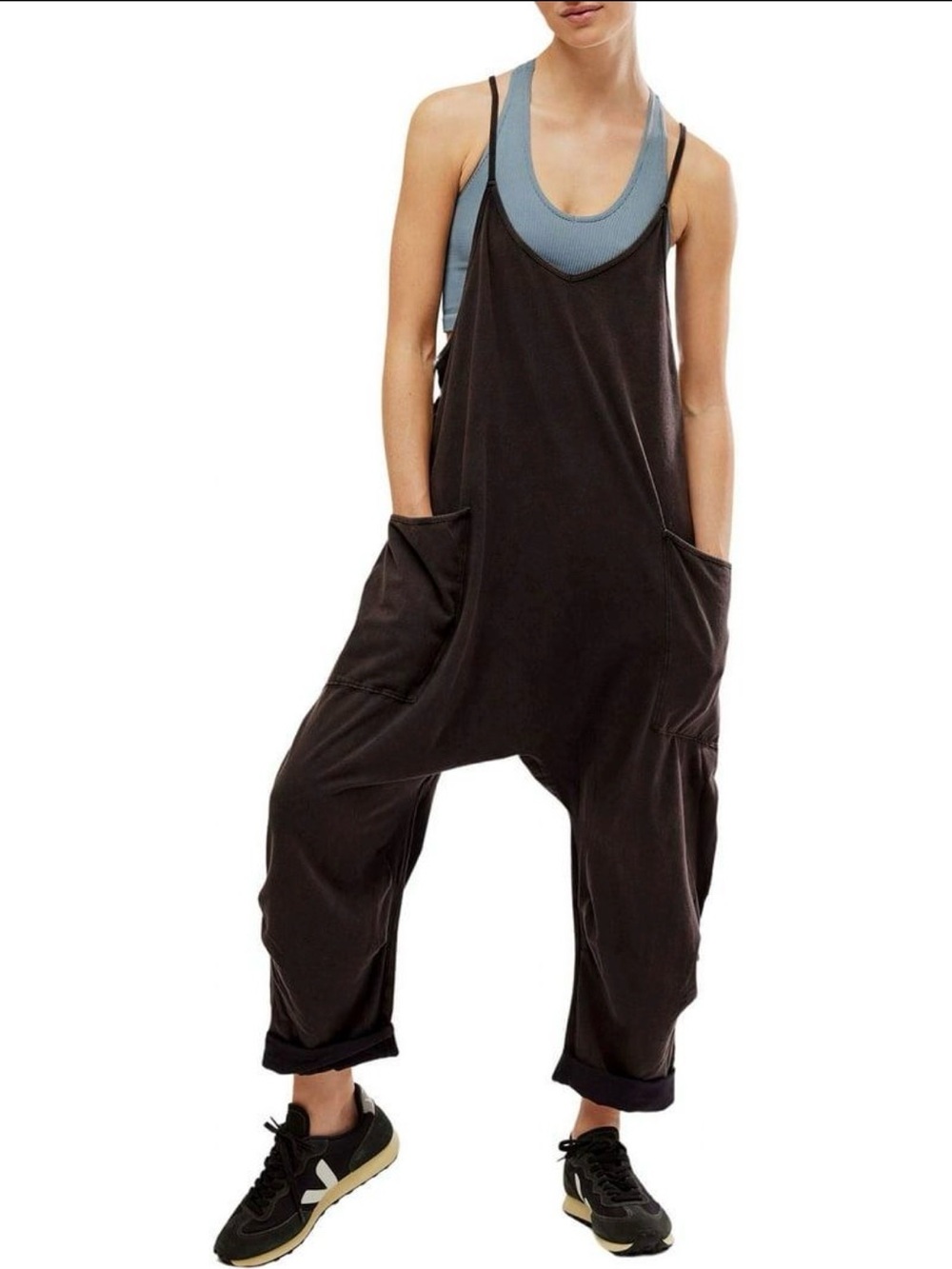 FP Movement by Free People Hot Shot Onesie in washed black / charcoal black.